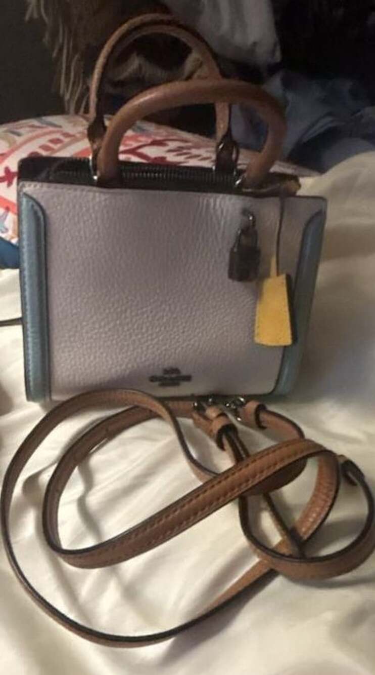 Coach Rogue 17 Colorblock White Pebble Leather Handbag Crossbody NWOT